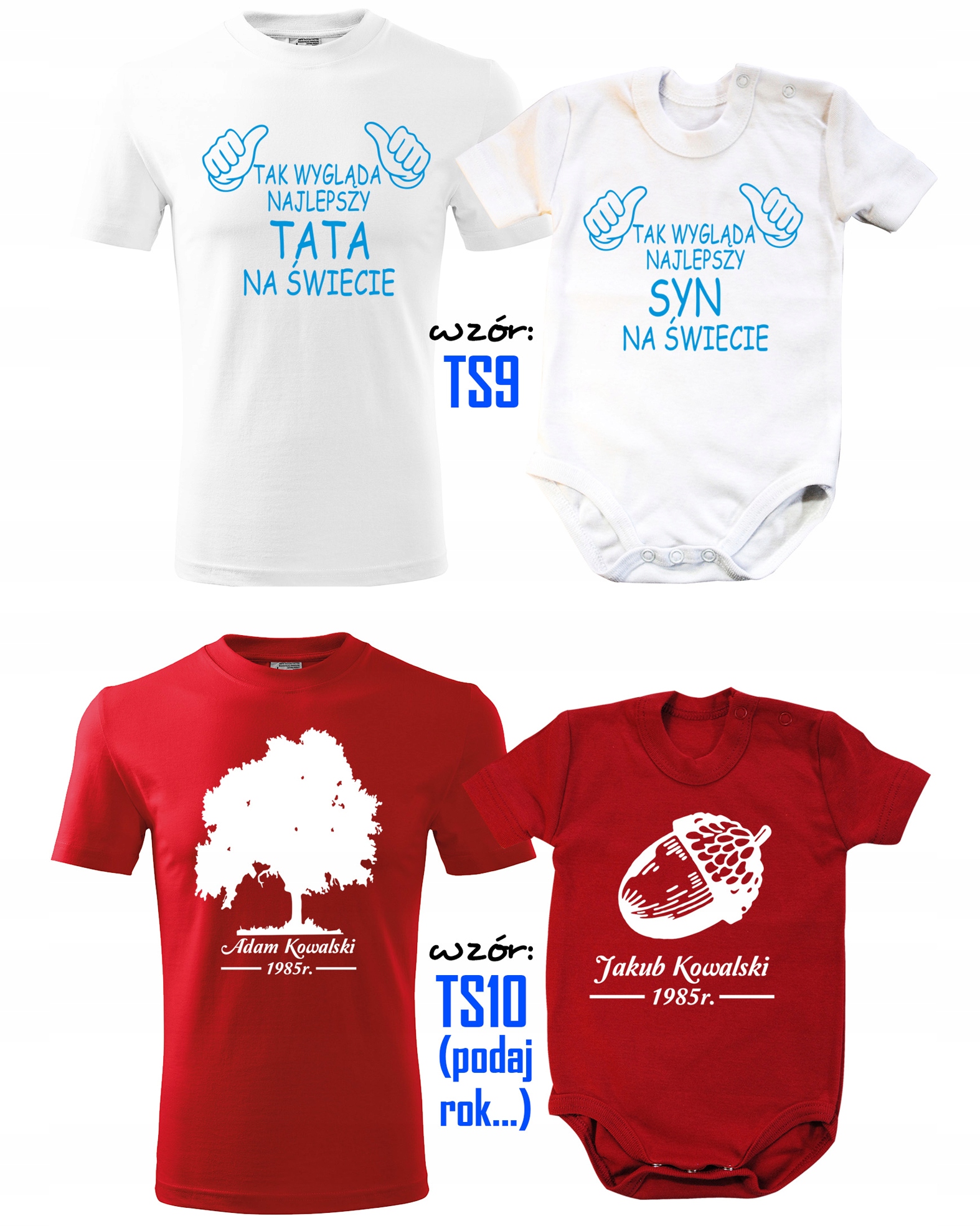 ZESTAW MĘSKA KOSZULKA DLA TATY I BODY DLA SYNA Materiał dominujący bawełna