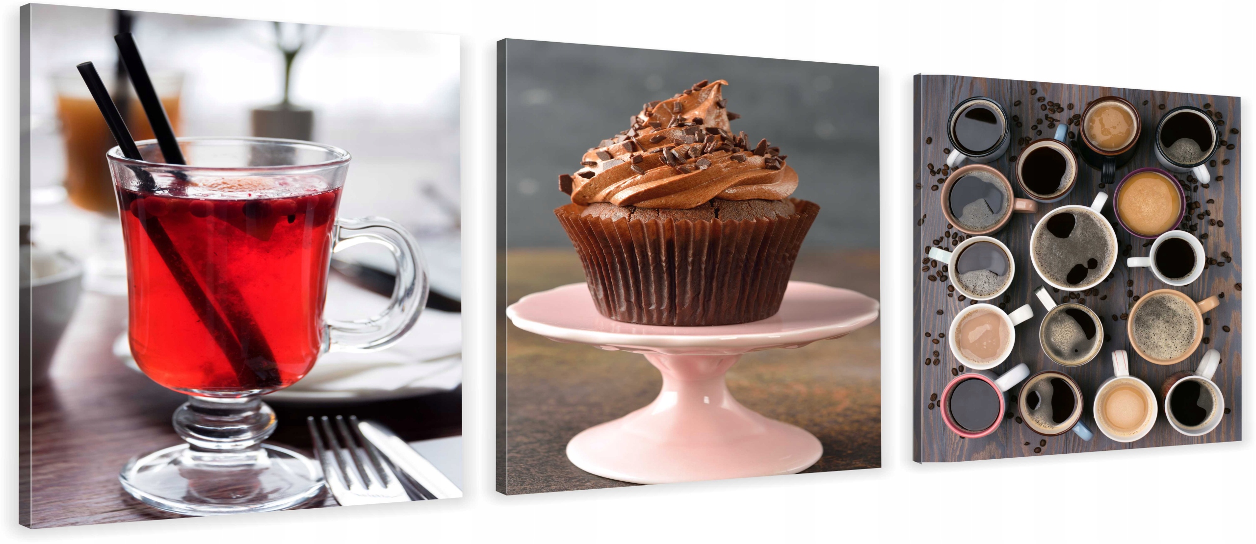 

Obrazy Tryptyk Canvas Do Kawiarni Ciastko Kawa