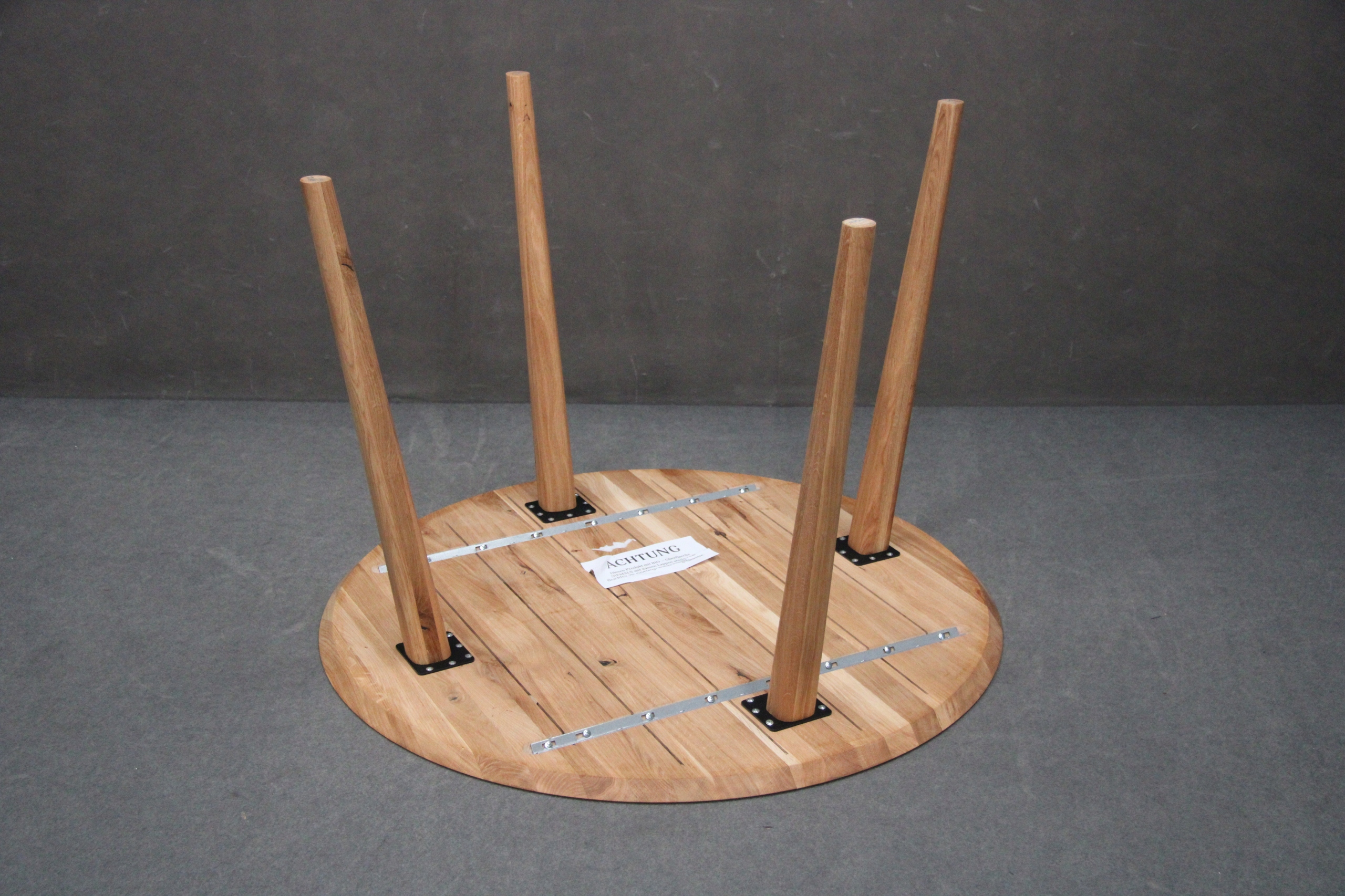 STÓŁ Drewniany Okrągły Skandynawski Dębowy 105 cm Dąb Lity Olejowany BGM24 Grubość blatu 2.5 cm