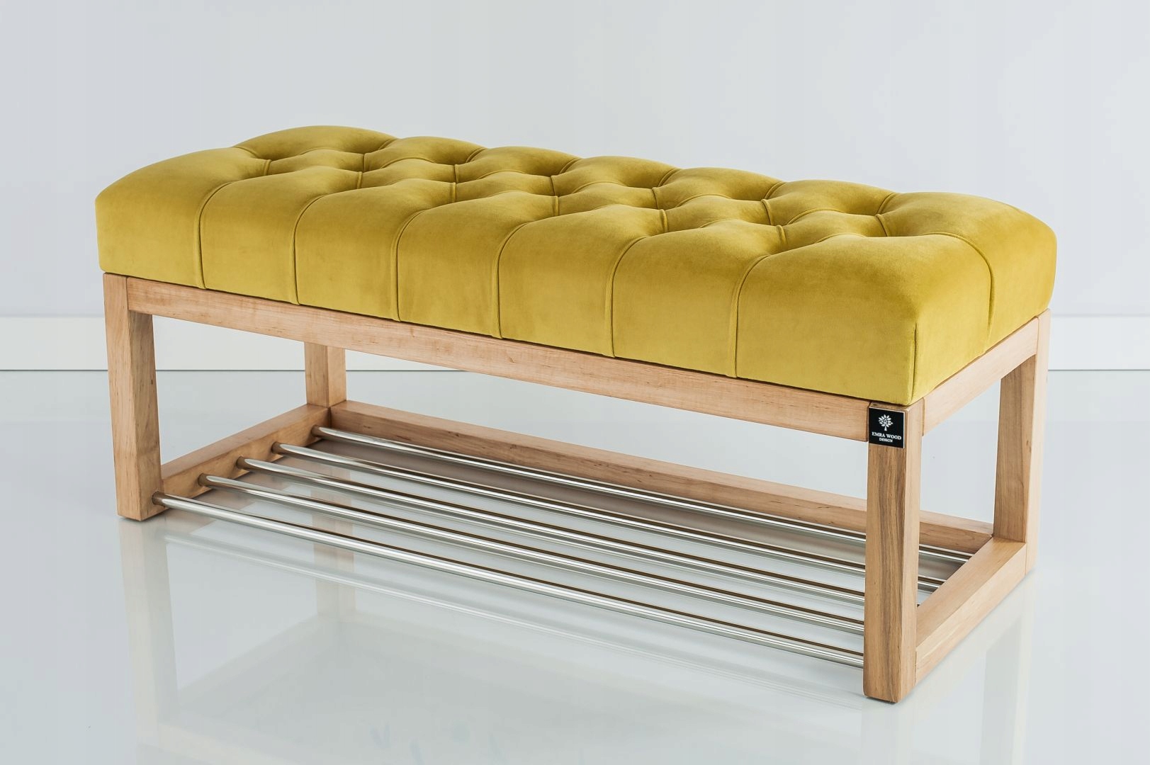 75 Producent Ławka Pikowana Żółty EMRA WOOD Materiał korpusu drewno