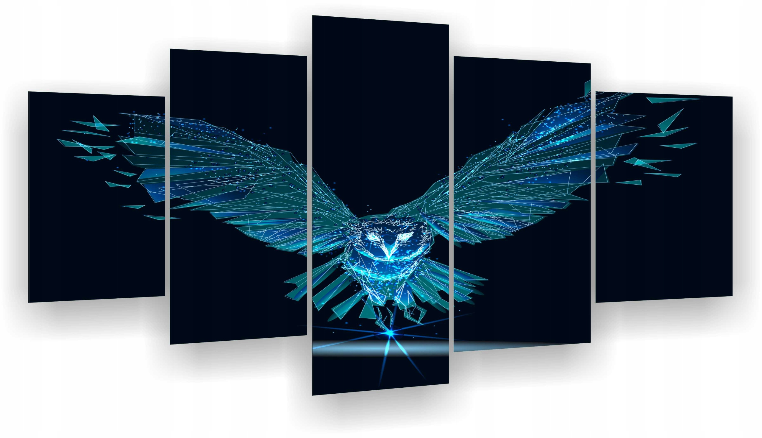 

Tryptyk 5CZĘŚĆ Na Ścianę Nowoczesna Sowa Turkusowa