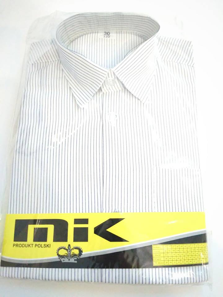 

Koszula chłopięca Biała Paski długi rękaw Roz. 98