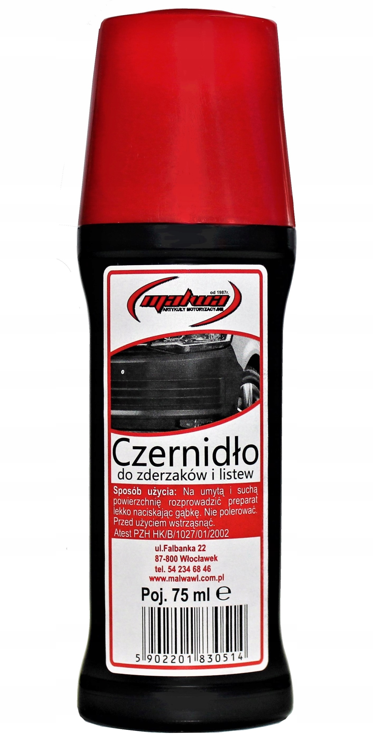 

Czernidło do zderzaków i plastików z gąbką Malwa