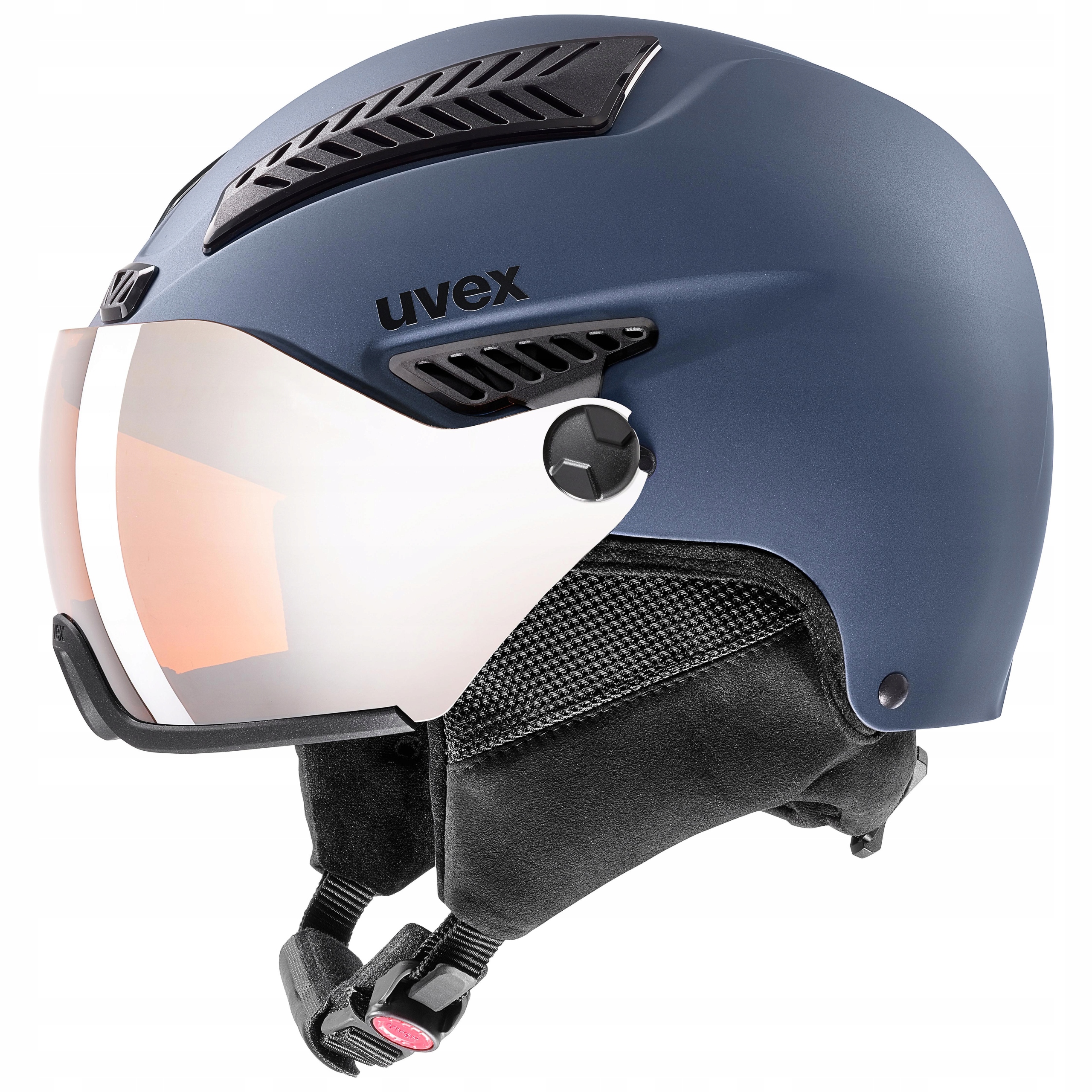Lyžařská přilba Uvex Hlmt 600 Visor Blue Mat s hledáčkem Velikost 59-61