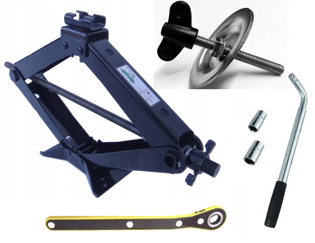 ZESTAW: LEWAREK 1T, KLUCZ, ŚRUBA MOCUJĄCA KOŁO