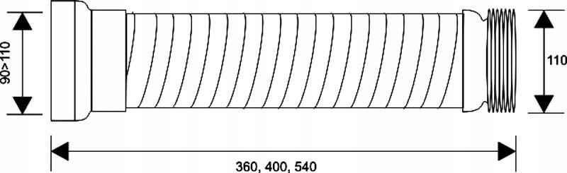 SZTUCER ELASTYCZNY WC L-540 WC3 Typ rura kanalizacyjna