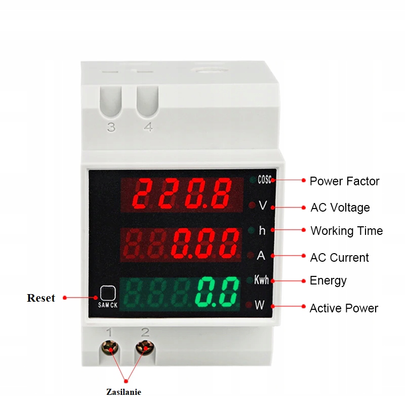 Miernik 4w1 WOLTOMIERZ AMPEROMIERZ AC230V DIN Model D52-2047