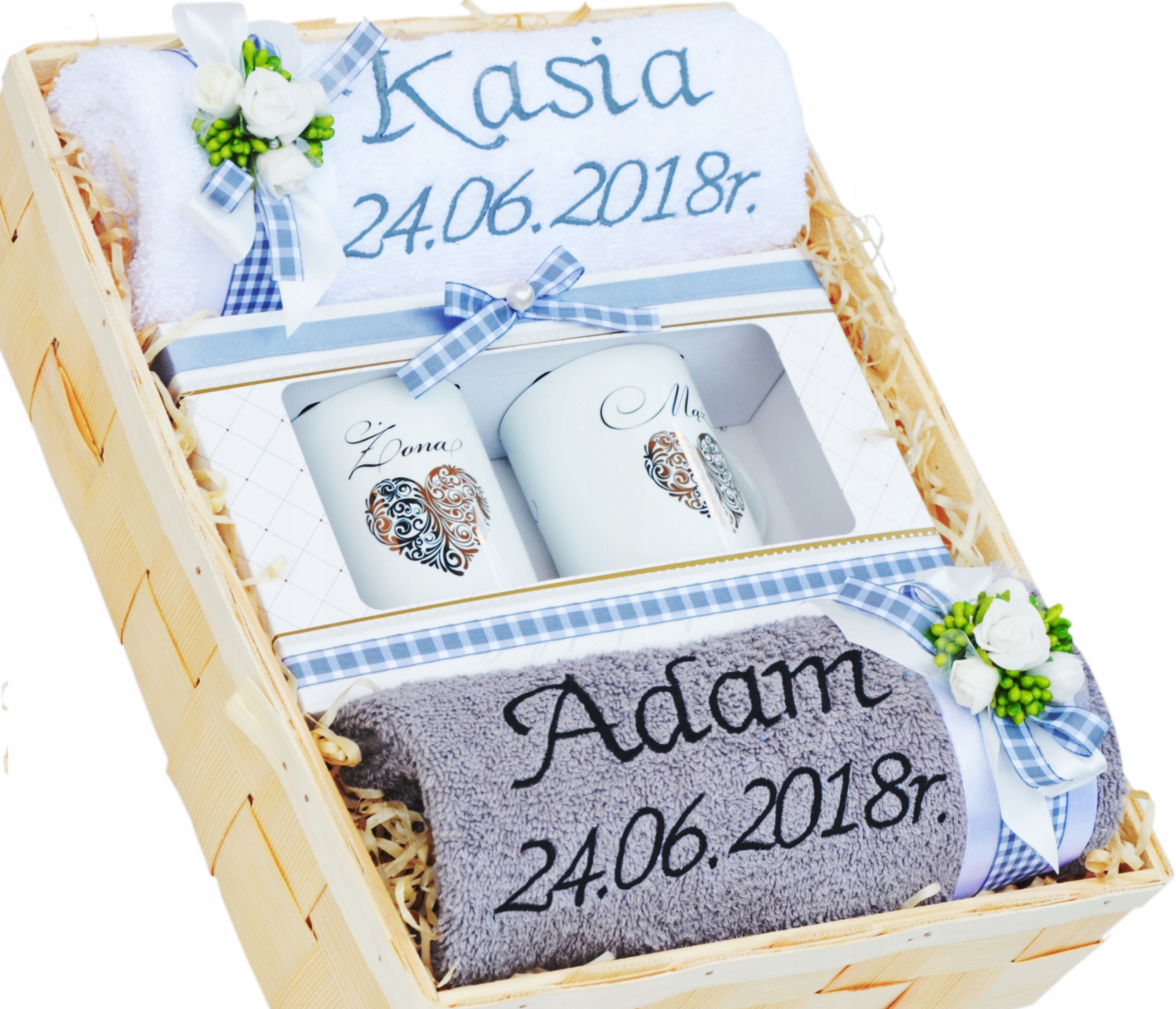 

Duży Zestaw Ręczników z Haftem z Kubkami na Ślub