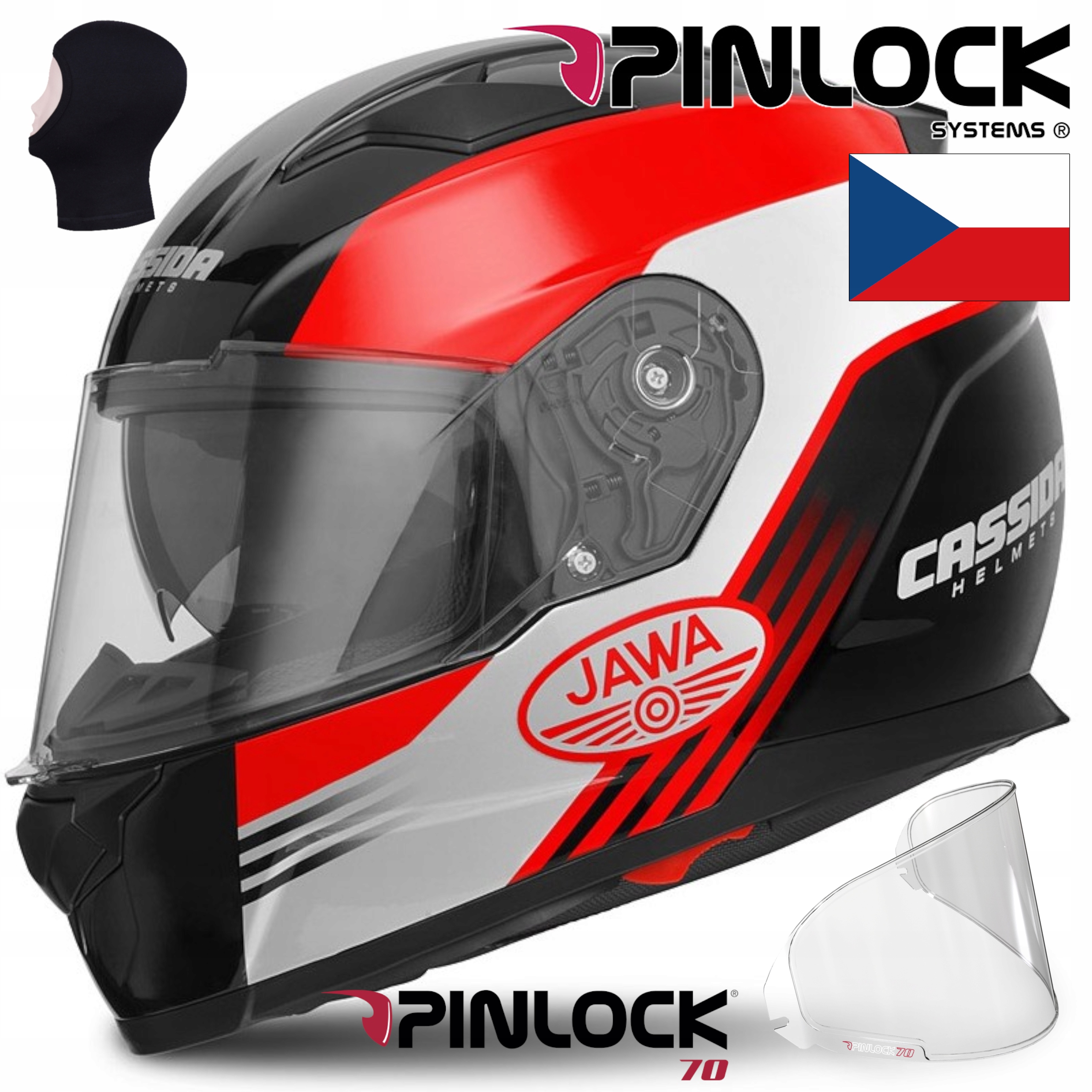 KASK NA MOTOR CASSIDA JAWA BLENDA + PINLOCK 70 M
