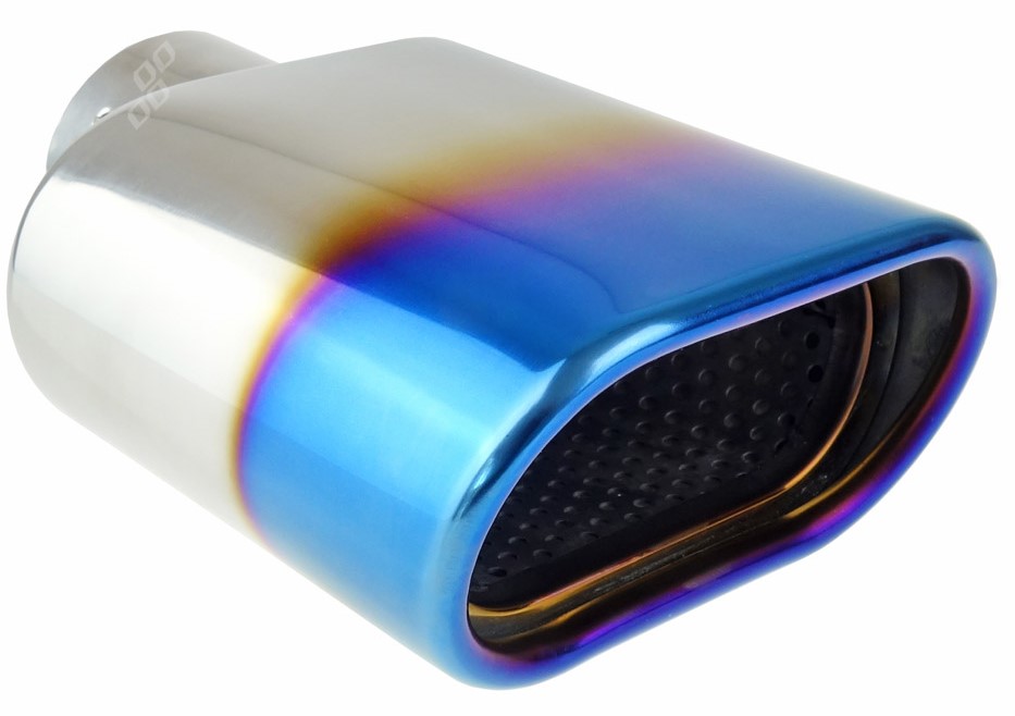 MT019BLC - Наконечник выхлопной трубы плоский обожженный INOX продолговатый 12 см