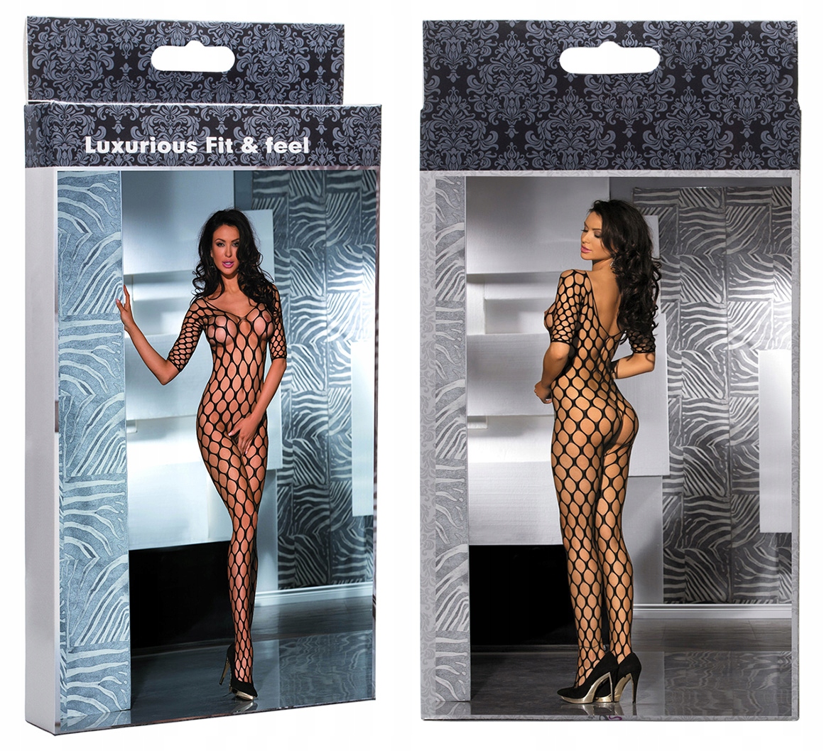 

Czarne Otwarte Bodystocking Bielizna Body Siatka