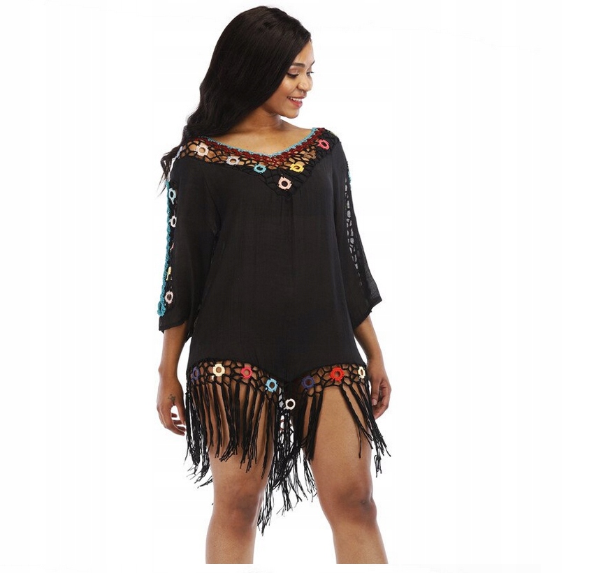 TUNIKA PLAŻOWA PAREO SUKIENKA FRĘDZLE KOLORY