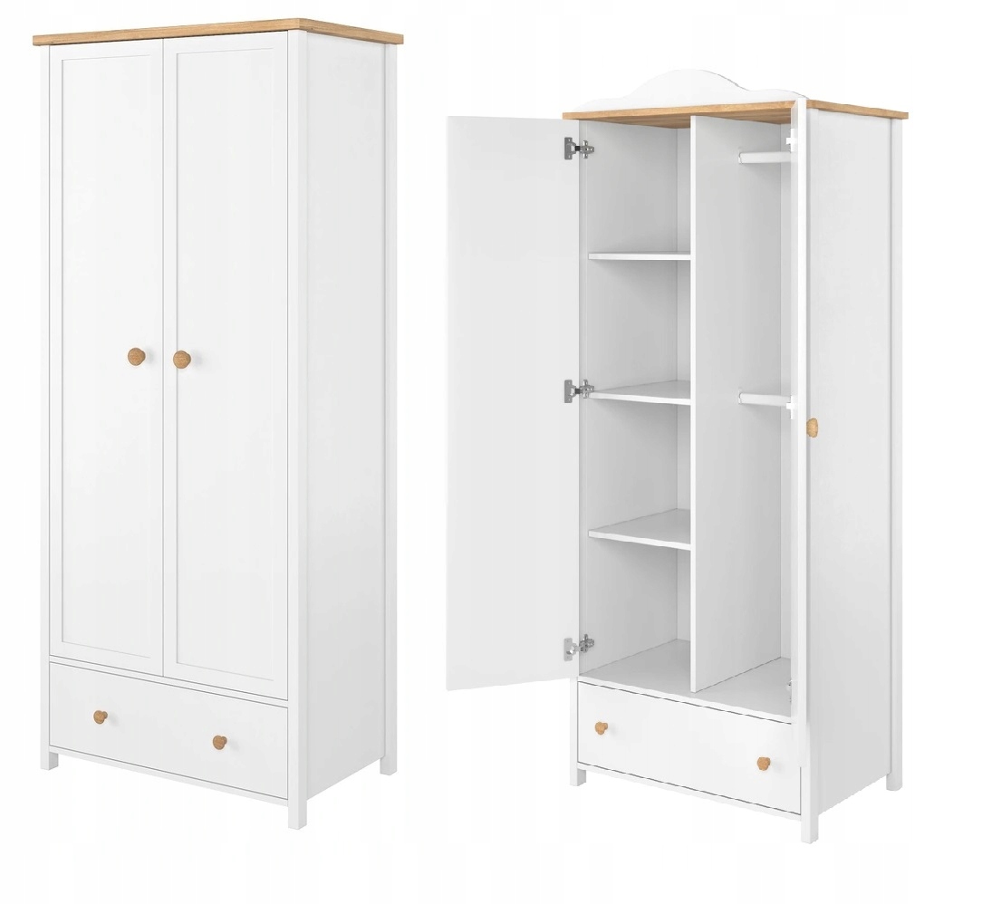 24H Meble dla dziewczynki STORY 1 białe dąb Kolor frontów biały