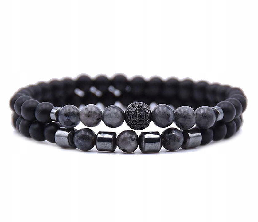 

Bransoletka męska Koraliki Kamienne 2 szt. Hematyt
