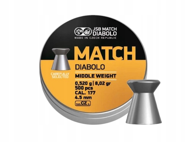 Śrut 4,50 mm Jsb Yellow Match Middle 500 szt. 0,520g płaski gładki tarczowy