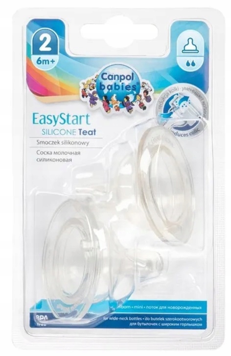 Canpol smoczek silikon szeroki do butelek 6+ 2 szt