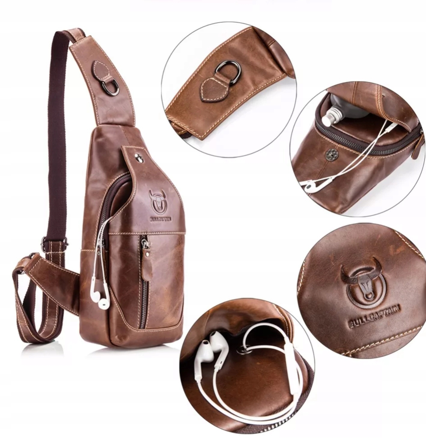 Torba męska mały plecak BULL CAPTAIN skóra Wielkość mała (nie mieszcząca A4)