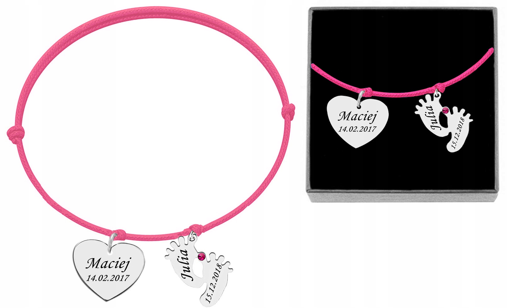 

Bransoletka Stópki Serce Grawer Kr. Swarovski Rod