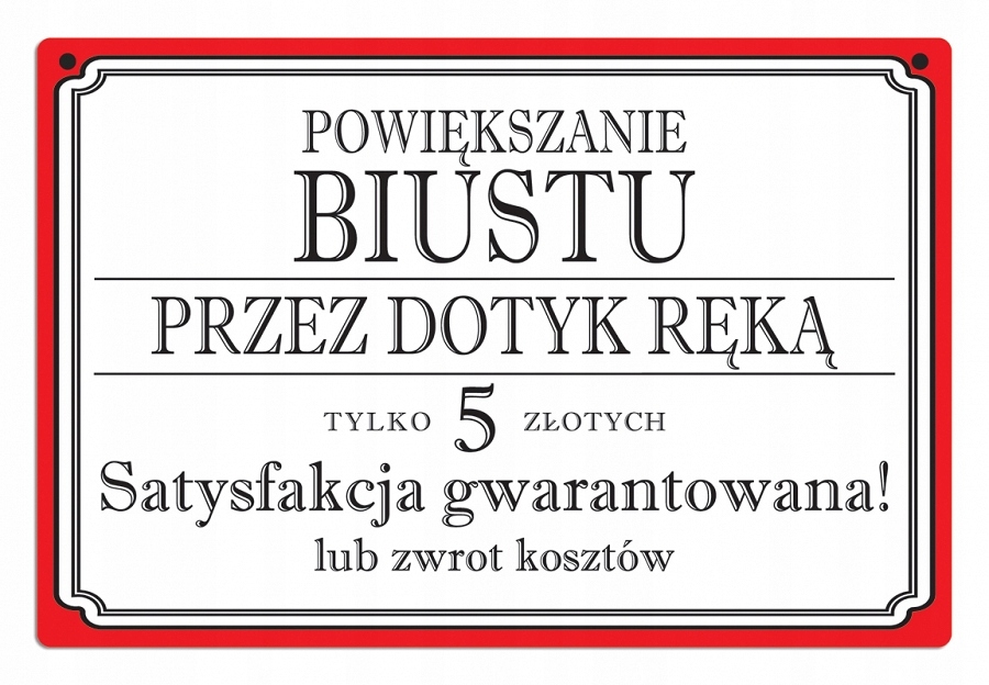 

tabliczka Powiększanie Biustu przez Dotyk ręką