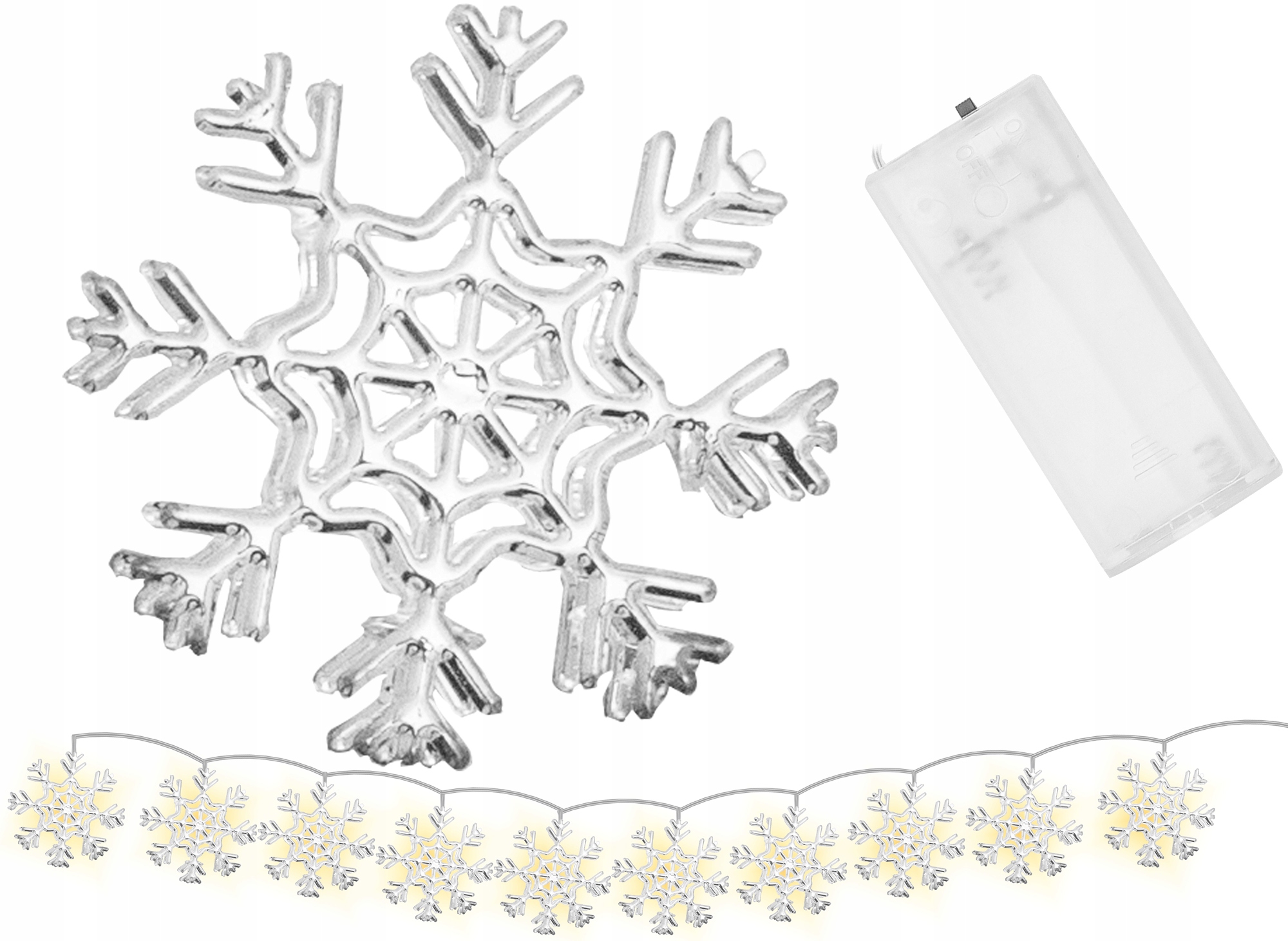 LAMPKI CHOINKOWE LED WISZĄCE ŚNIEŻYNKI GIRLANDA 3M Kolor lampek biały