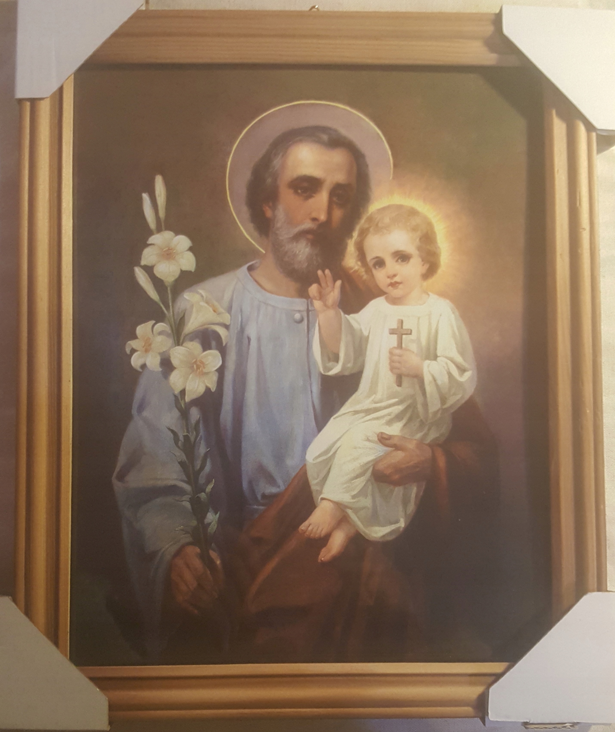 

Obraz z wizerunkiem św. Józef i Jezus 18x13 szkło