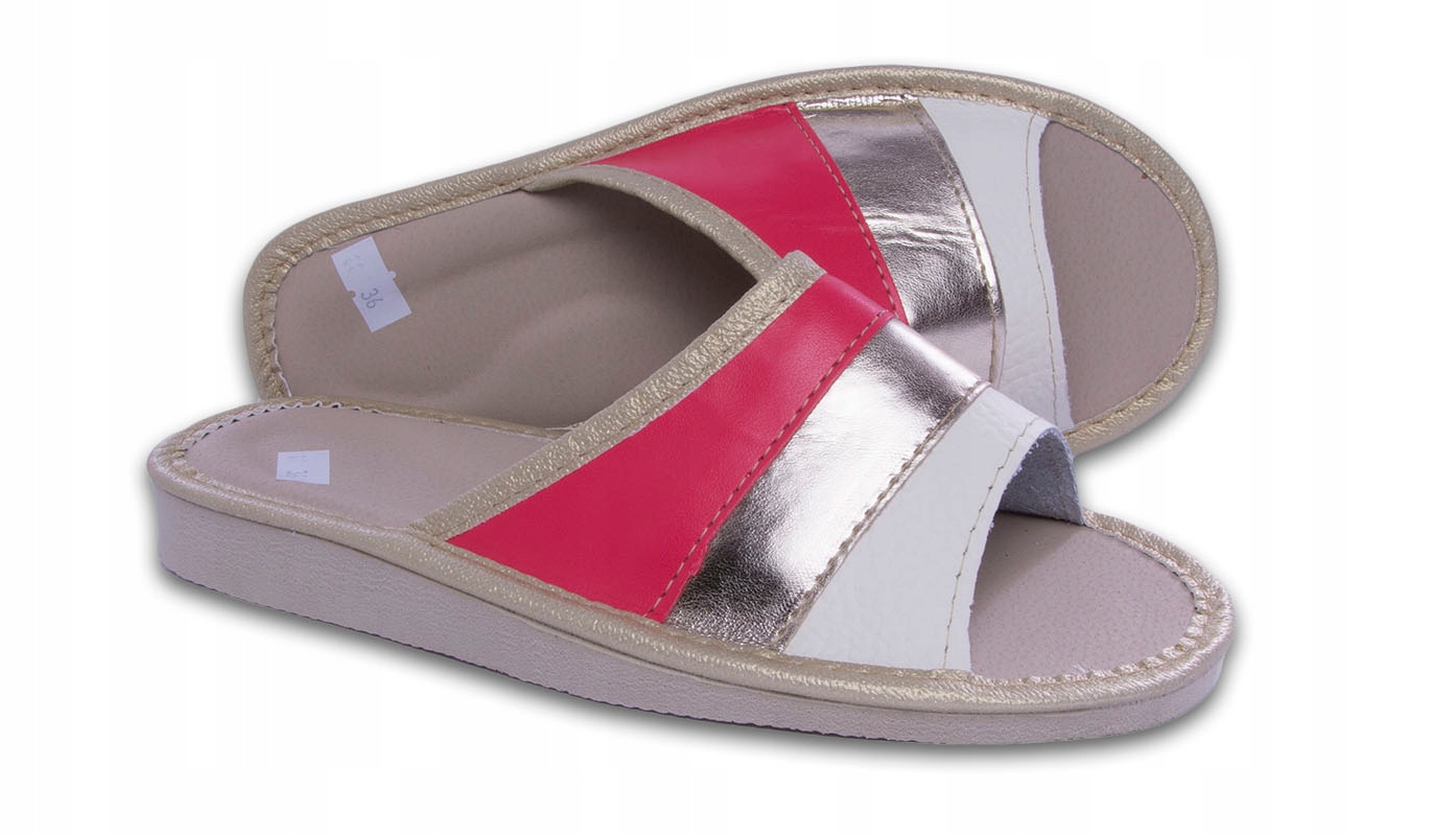 SKÓRZANE PANTOFLE DOMOWE, KAPCIE DOMOWE rozmiar 40 Kod producenta Pantofle Kamila 051/A