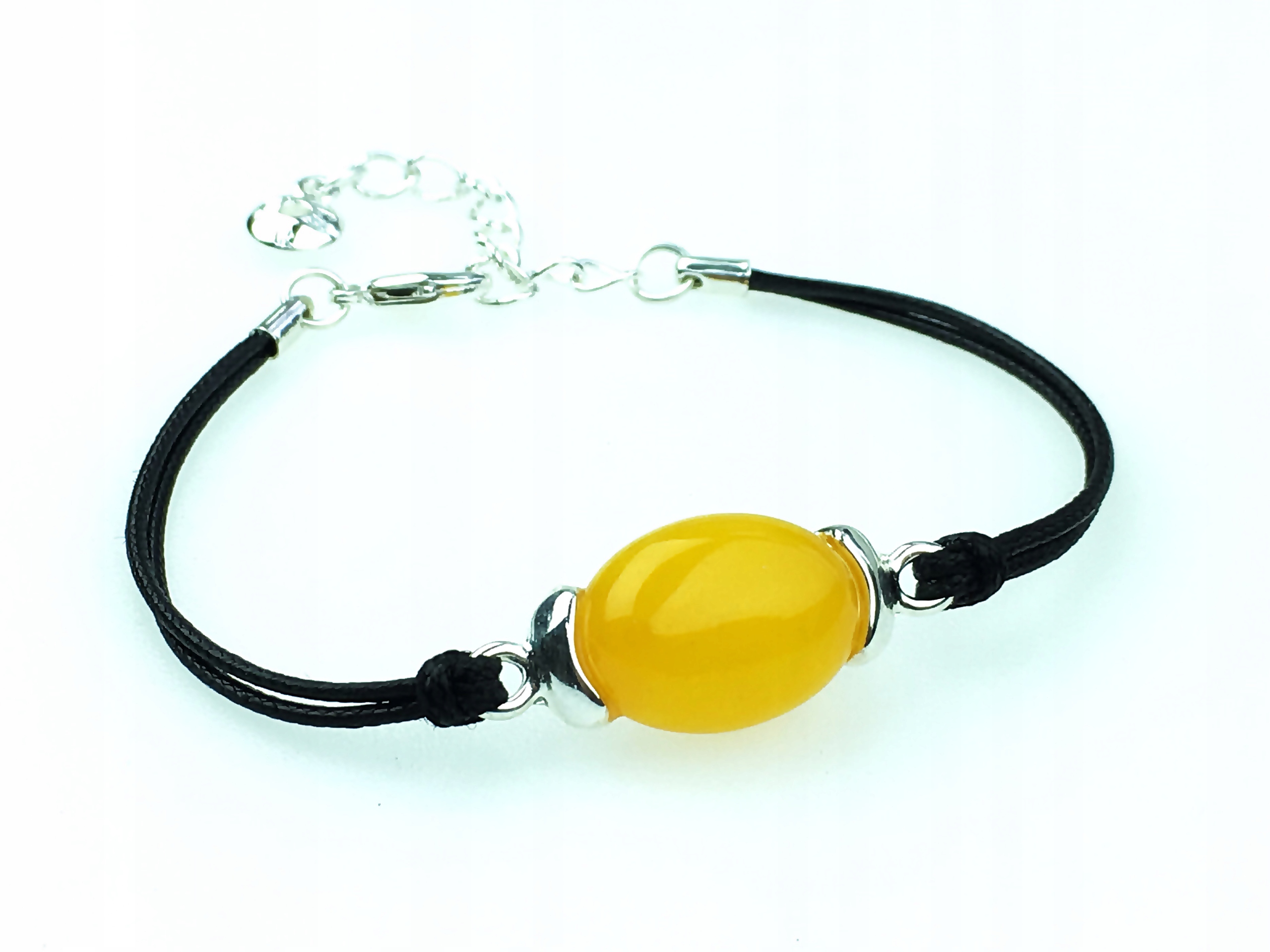 

bransoletka sznurek z kamieniem jadeit żółty