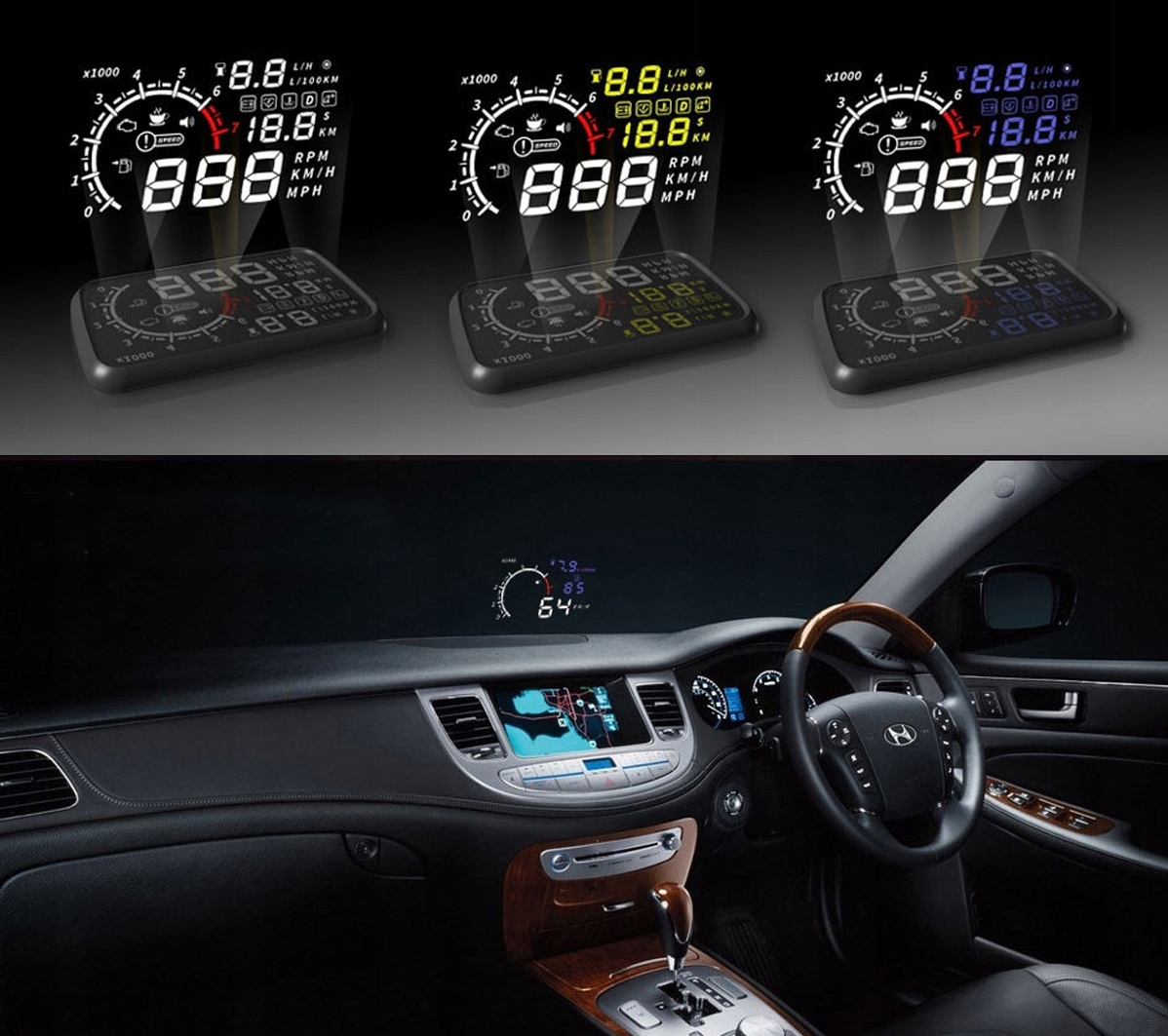 WYSWIETLACZ PROJEKTOR LED LCD HUD OBD2 5 5 BLUE Weight with packaging 0 3 kg