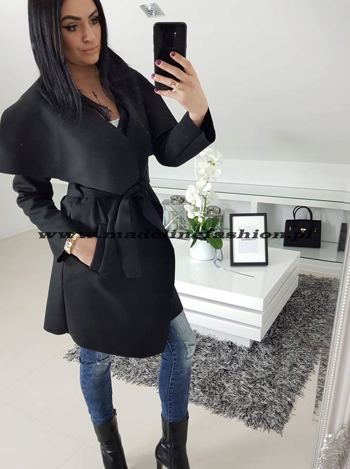 PL DŁUGI PŁASZCZ FLAUSZOWY KOLORY FLAUSZ S M L XL Długość do kolan