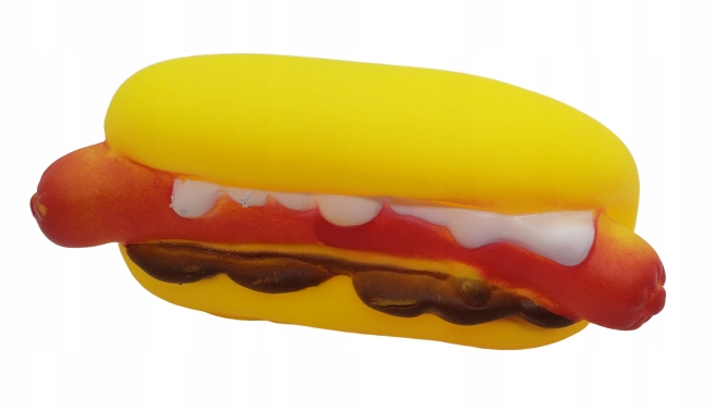 

gumowy gryzak hot-dog z piszczałką wielkość 11cm