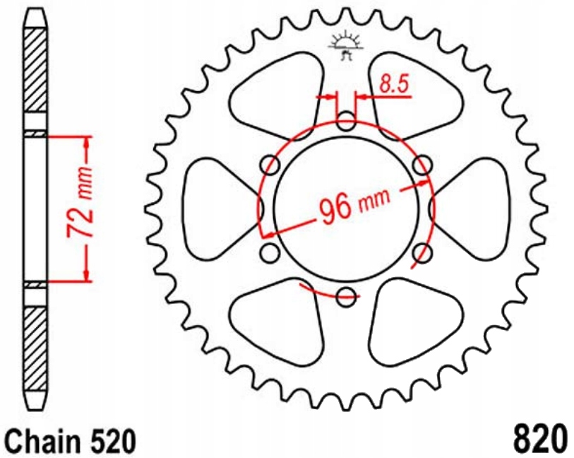 Zadní ozubení 520 Jtr 42Z Suzuki Dr 250 S 82-87