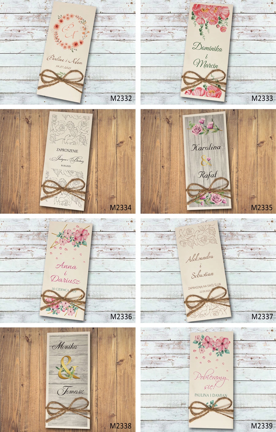 Kwadratowe zaproszenia na ślub ślubne liście w 48h Kształt prostokątny