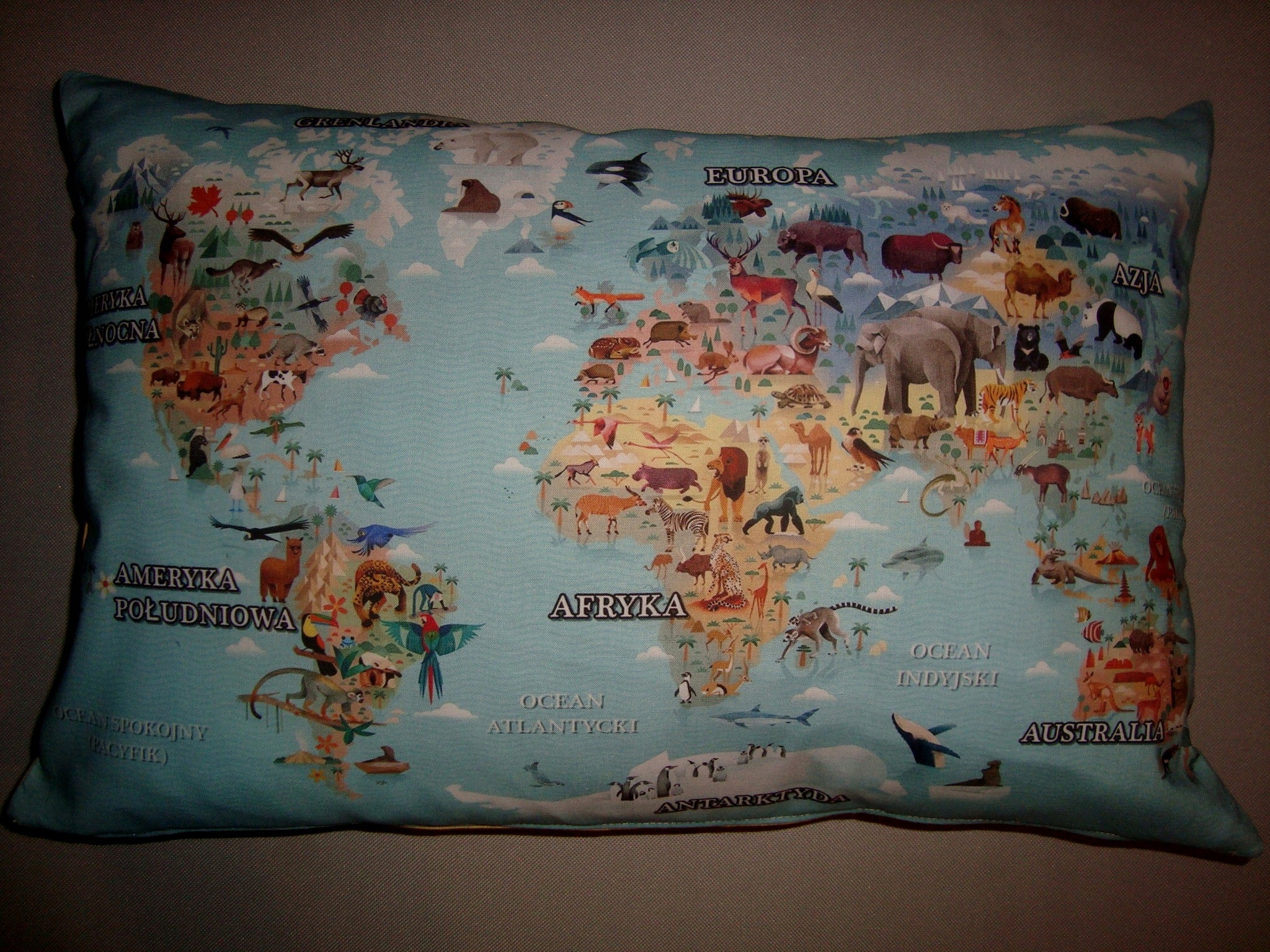 PODUSZKA EDUKACYJNA ZWIERZĘTA ŚWIATA Bohater brak