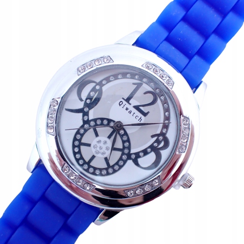 

Niebieski damski zegarek Qiwatch z kryształkami