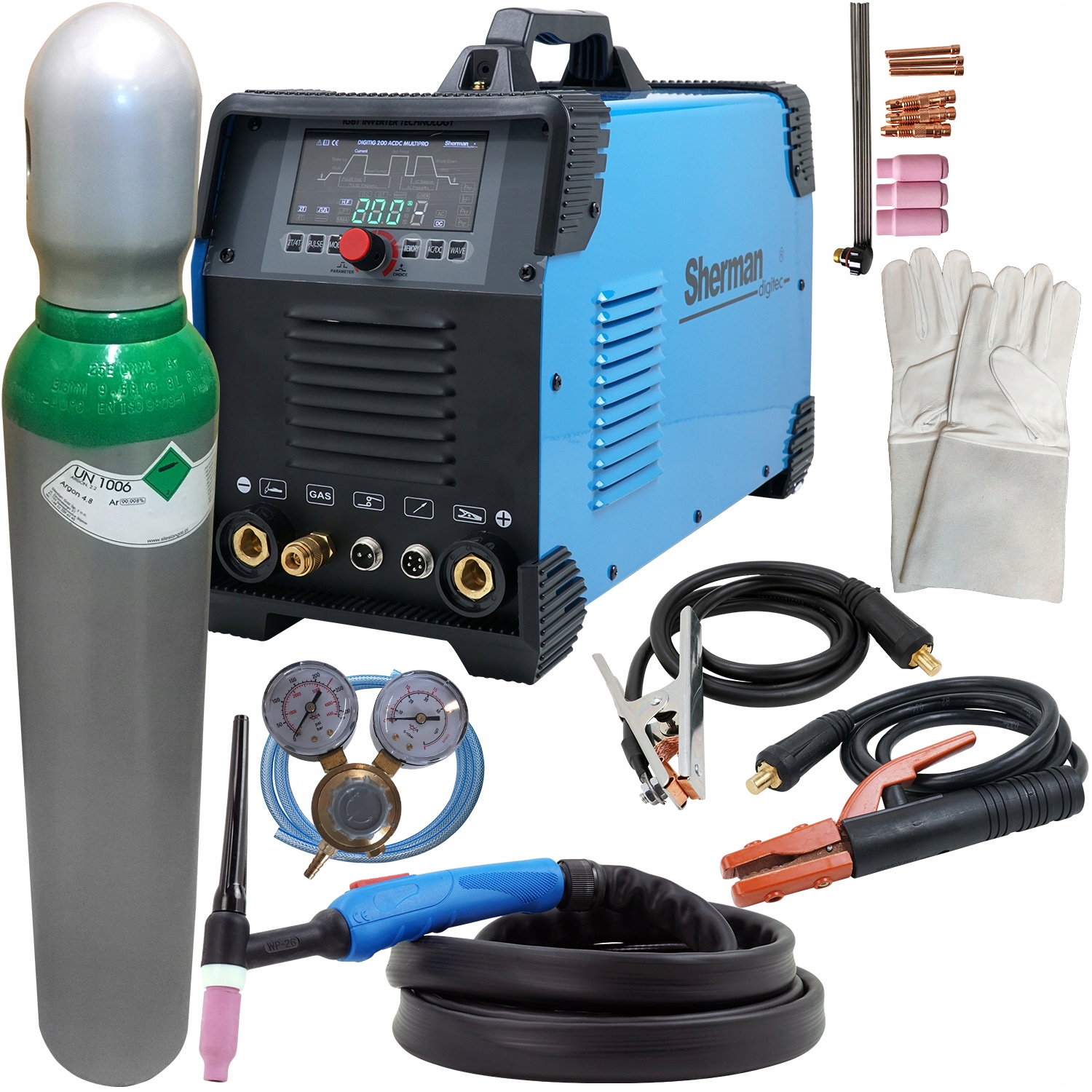 Spawarka TIG 200P AC DC Puls Aluminium 200A ZESTAW