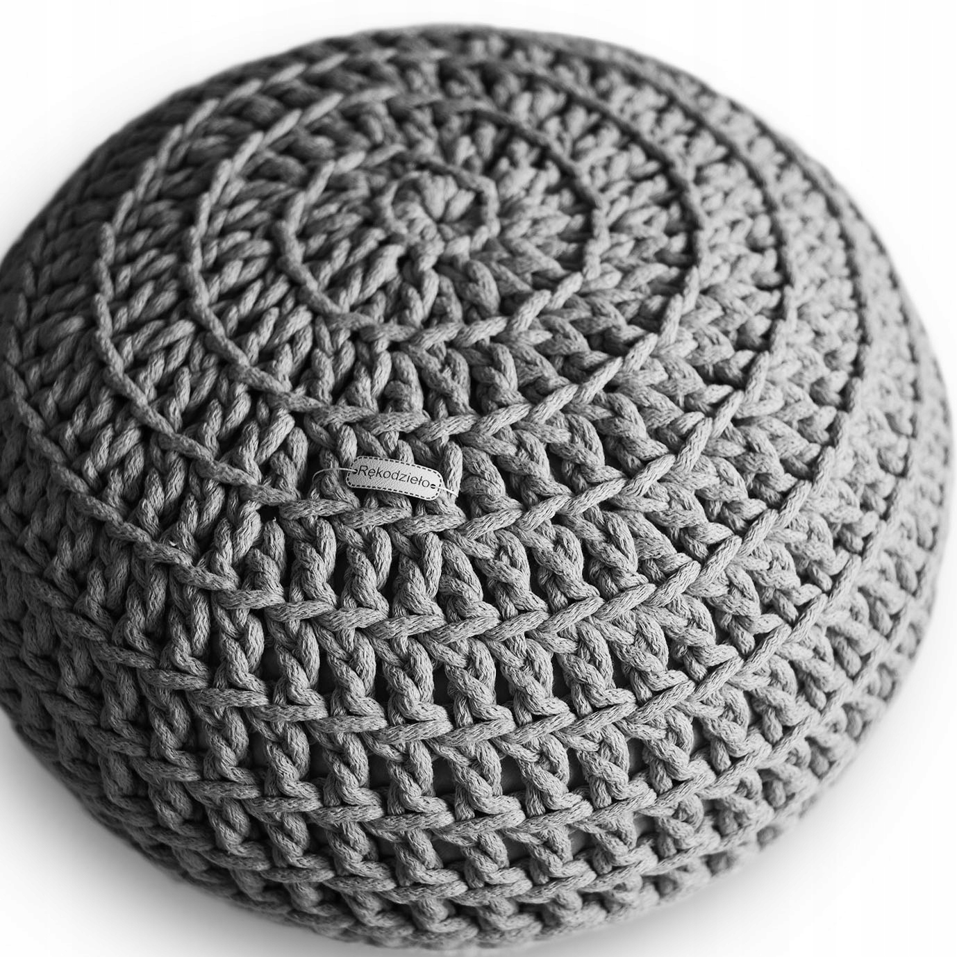 PUFA DO SALONU 50x40 PLECIONA DZIERGANA ZE SZNURKA Marka Knit Home