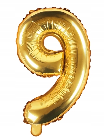 Balon foliowy METALIZOWANY ZŁOTY 35cm Cyfra 9