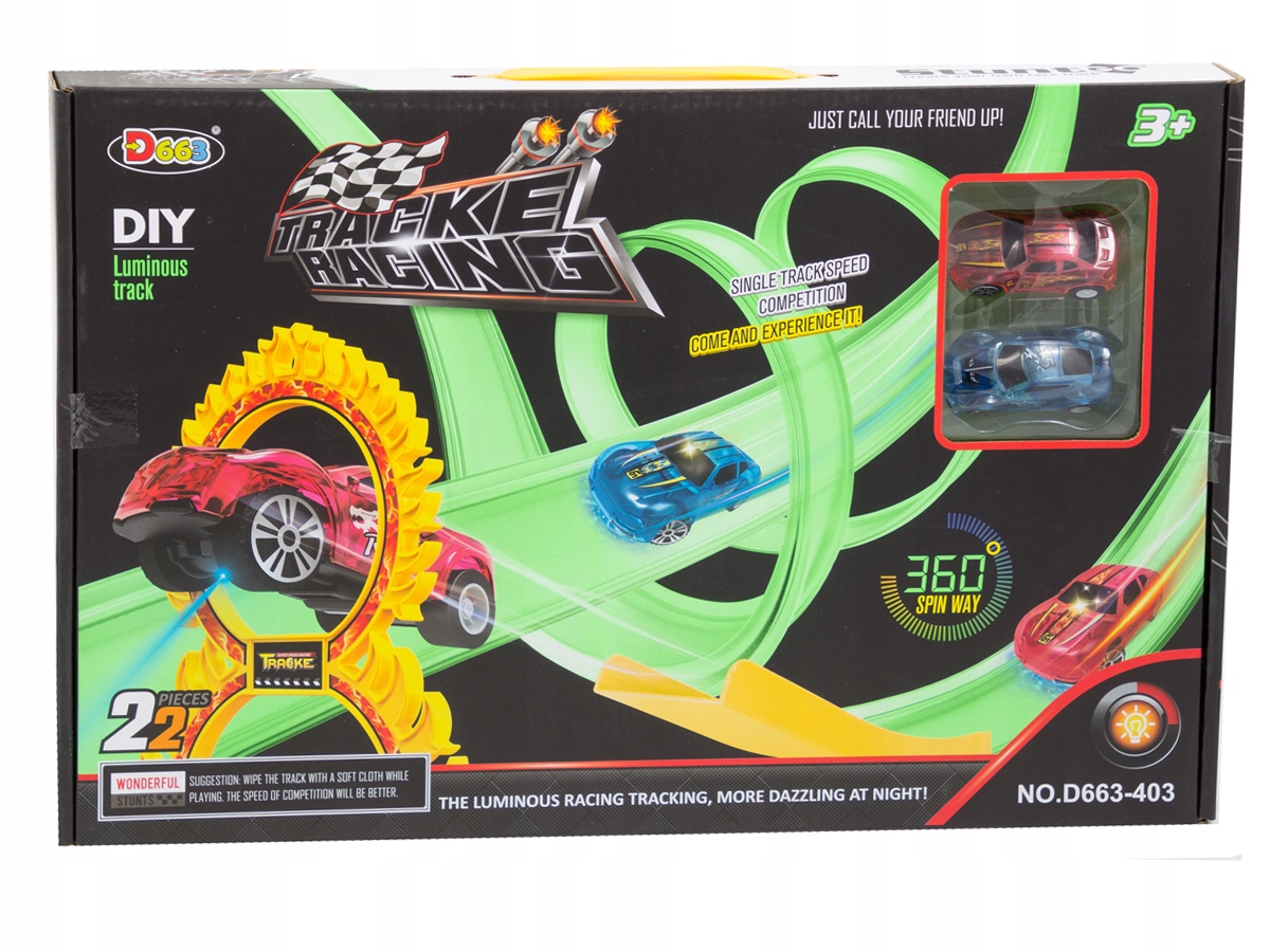 TOR SAMOCHODOWY 2 PĘTLA 360 WYRZUTNIA XXL Model Luminous Track