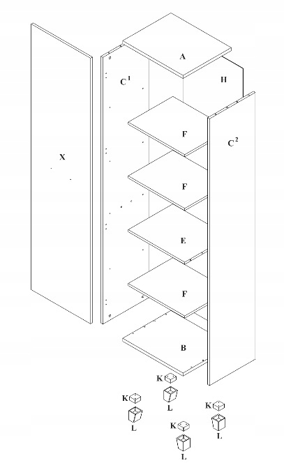 Bieliźniarka Szafa Wąska z Półkami Kasztan WENGE Regał Półszafa Słupek Kod producenta M1