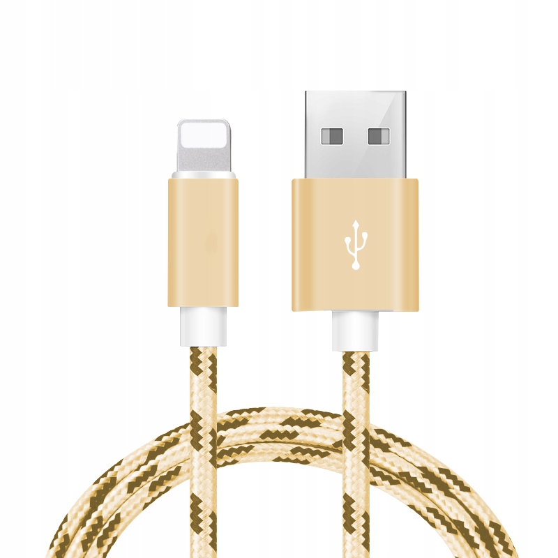 

Kabel nylonowy 1m Usb Lightning złoty Quickcharge