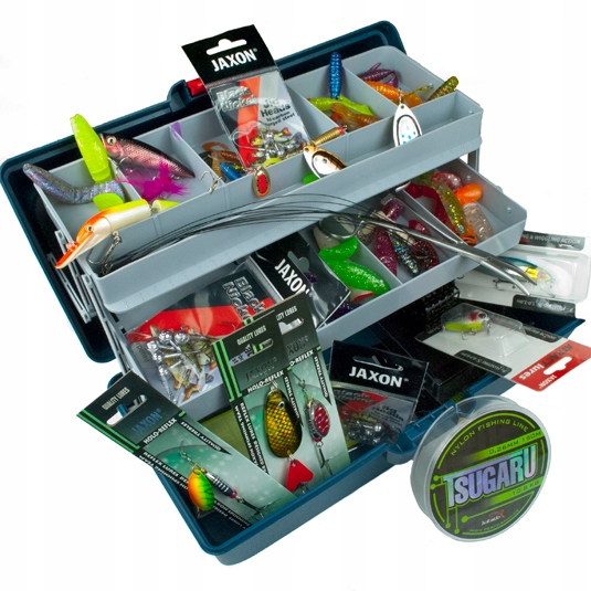 SKRZYNKA WĘDKARSKA spinning JAXON zestaw 68 akces