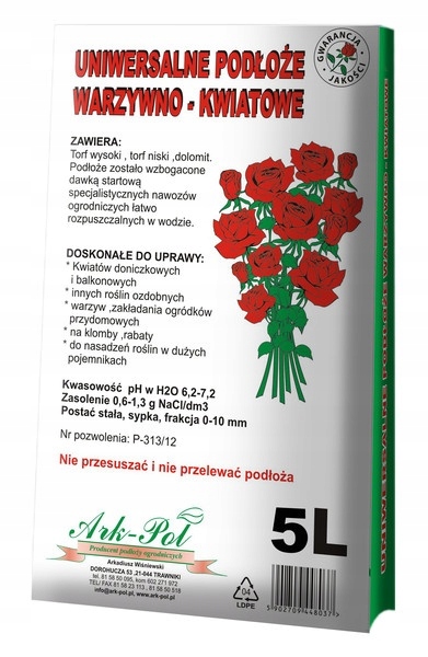 

Ziemia Uniwersalna Podłoże Warzywno Kwiatowe 5L