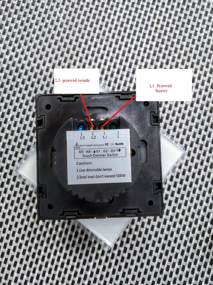WŁĄCZNIK Dotykowy światła ŚCIEMNIACZ pojedynczy szklany czarny fi60 BarON Marka inna