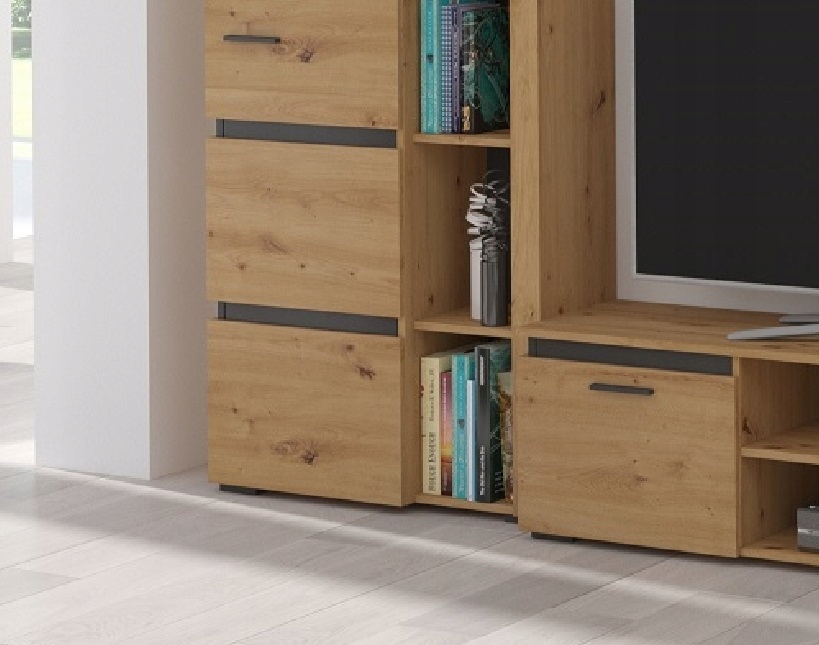 Komoda 2 drzwi 120cm Faro dąb artisan z grafit Kolekcja FARO