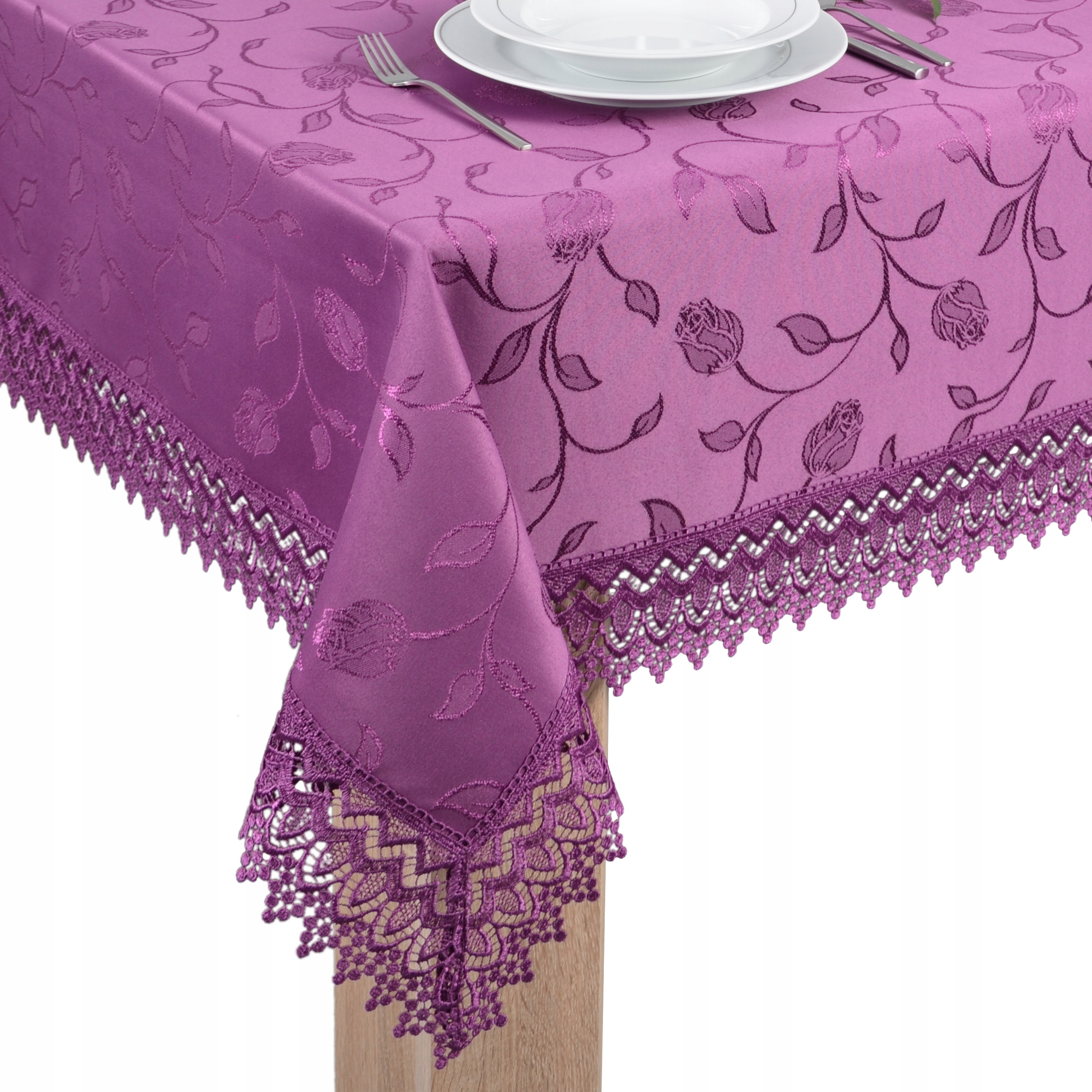 Ubrus odolný proti skvrnám s Gipiurou 260x140 fialový tk.127