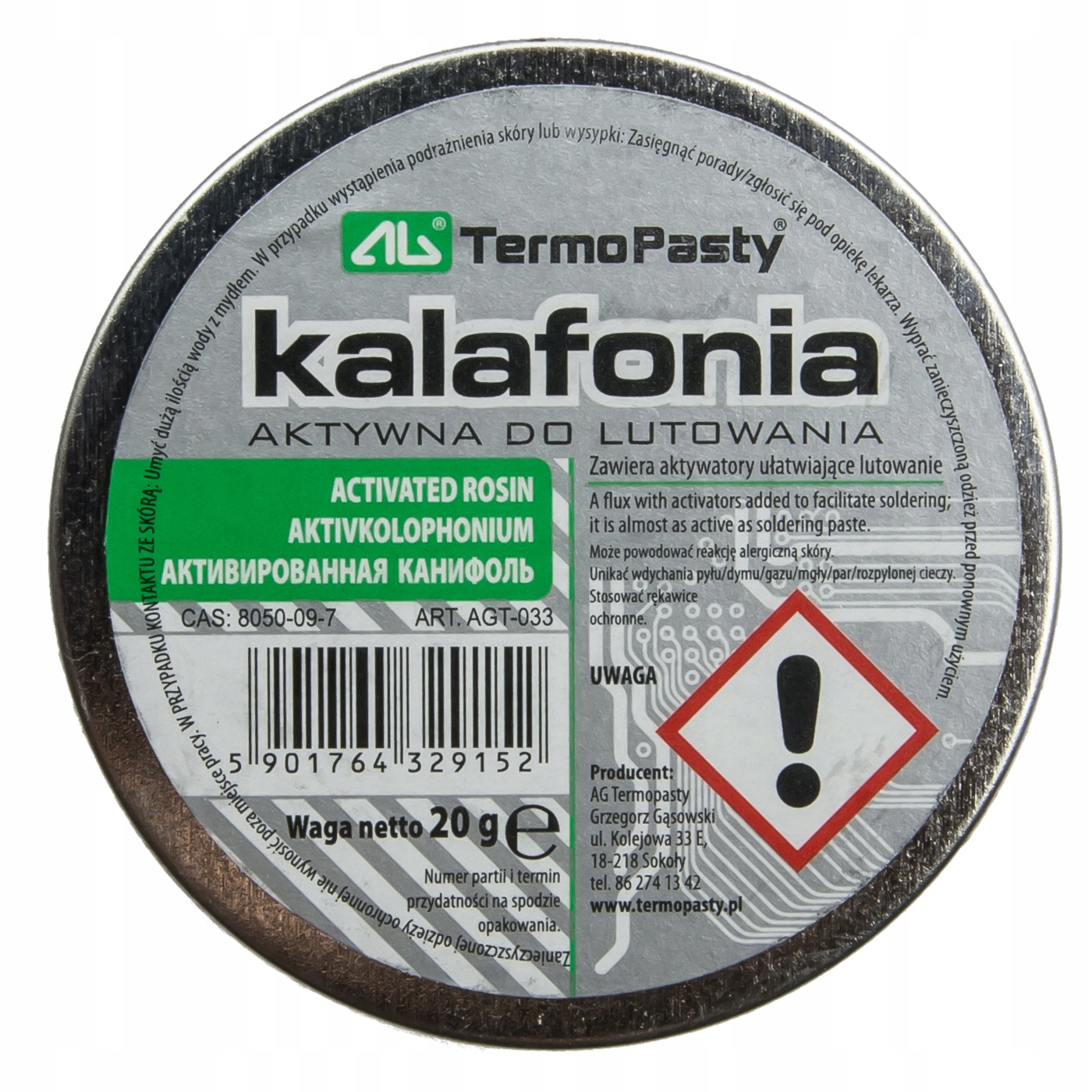 

Kalafonia Lutownicza Do Lutowania Topnik 20g Ag