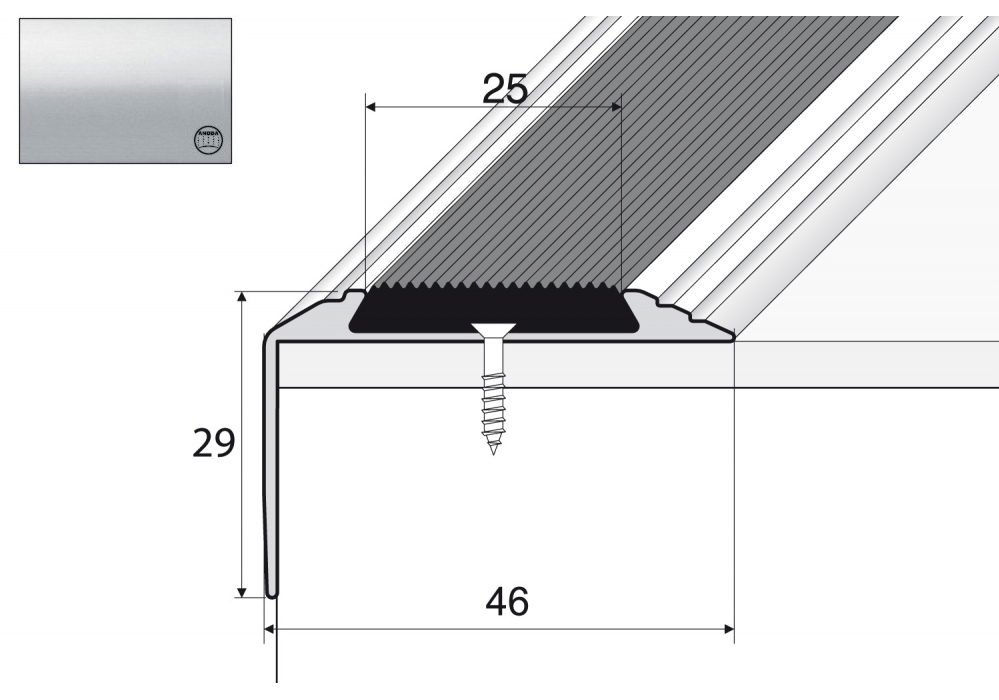 

Listwa schodowa A38 antypoślizgowa 120cm Srebro