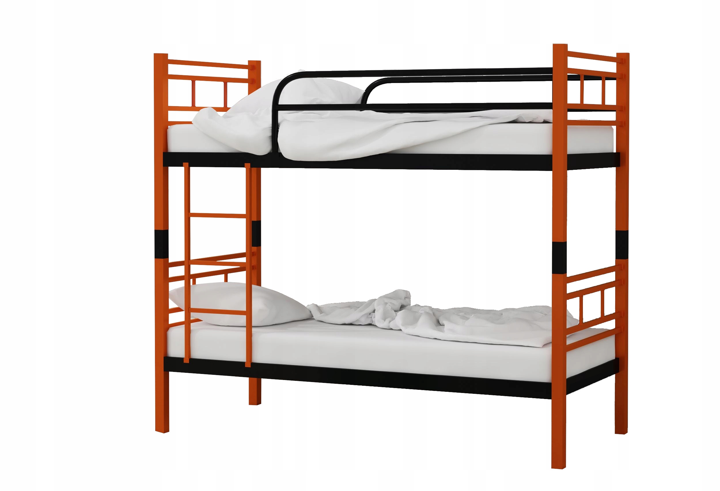 ŁÓŻKO PIĘTROWE METALOWE Młodzieżowe + materac Szerokość mebla 96 cm