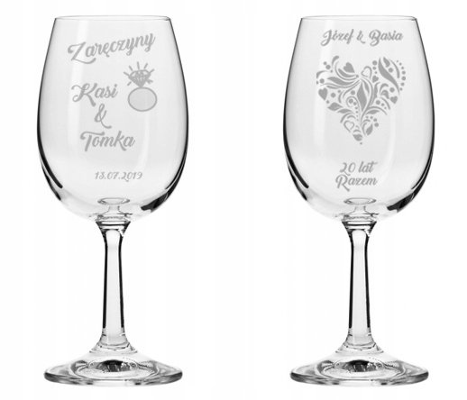 KIELISZKI DO WINA Z GRAWEREM NA ŚLUB PREZENT 250ml