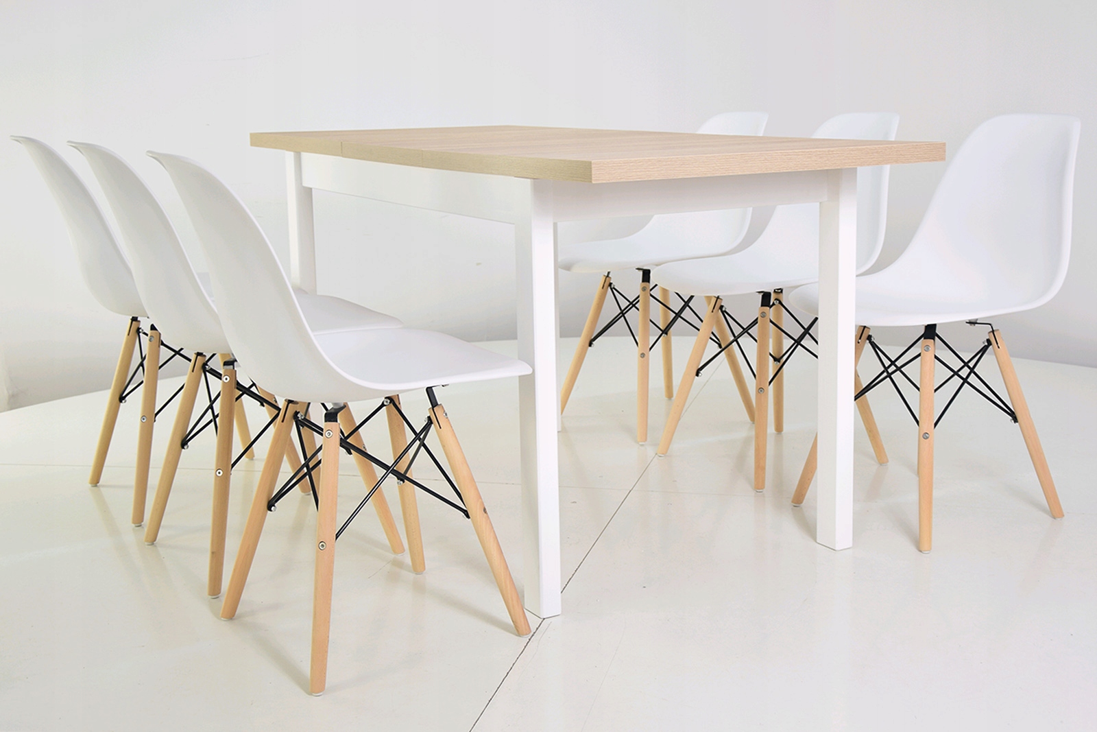 SKANDYNAWSKI ZESTAW Stół do 160cm plus 6 krzeseł Kod producenta SL + M-10